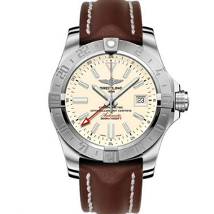 GF Factory Breitling Avenger II A3239011 World Time Watch (Avenger II GMT) Beige White Face.