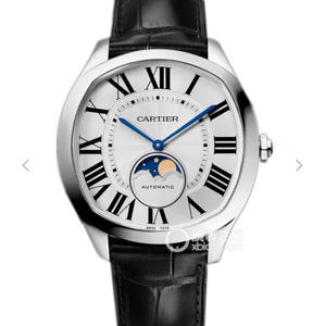 Cartier DRIVE DE CARTIER serie WGNM0008 herenhorloge met witte wijzerplaat en maanfase. Cartier DRIVE DE CARTIER serie WGNM0008 herenhorloge met witte wijzerplaat en maanfase.