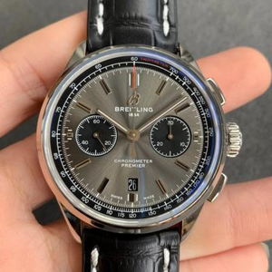 GF fabriekshorloge Breitling Premier B01 chronograaf horloge, automatisch mechanisch chronograaf uurwerk, leren band, herenhorloge.