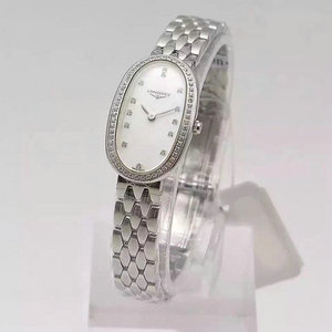 Taiwan factory produced Longines oval white plate ladies quartz watch diamond version