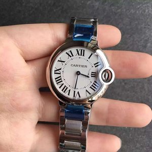 V6 fabriek Cartier blauwe ballon dames kwarts 33mm puur wit gezicht horloge
