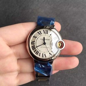 V6 nieuwe Cartier blauwe ballon dames mechanische horloge 33 goud