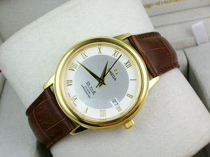 Swiss OMEGA OMEGA Diefei 18K gold white face Roman scale automatic mechanical back men's watch