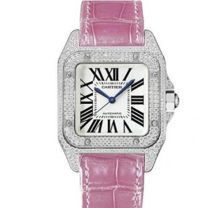 Cartier Santos série full diamond ladies's relógio mecânico essencial para tiranos locais