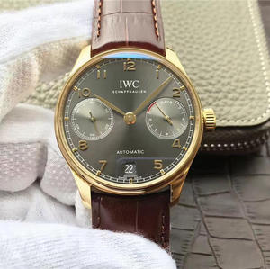 ZF Factory IWC Gold Edition V5 Português Sete (Modelo Oficial IW500101 Placa Preta e Faixa Marrom) Estilo cinza