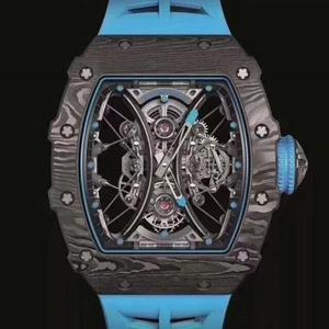 JB Richard De Miller RM53-01 Tourbillon Watch Dimensão de brasagem de carbono do corpo inteiro + coração tourbillon verdadeiro (43X49X16mm)