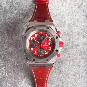 AP Audemars Piguet 12 pequenos segundos F1 Macarrão vermelho (produzido por JF) 42mm de diâmetro