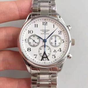 JF Produced Longines Master Series Three Eyes Chronograph Brand Automatic Movement Men's Watch Stainless Steel Strap