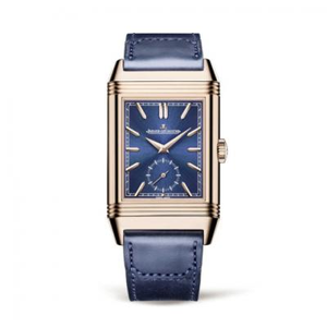 MG Jaeger LeCoultre Reverso Tribute dual-sided dual time zone flip watch 398258J manual relógio mecânico placa azul