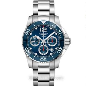 8F Longines Concas L3.783.4.96.6 Relógio masculino mecânico de placa azul com cronógrafo.
