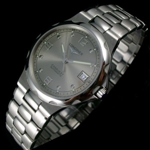 Relógio de luxo suíço Longines Longines Concas série 316L aço inoxidável cinto de aço cinza face digital diamante automático cinto de aço mecânico através do relógio masculino inferior.