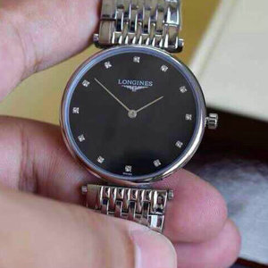 Longines Garland série ultrafino quartzo relógio preto rosto, tanto homens quanto mulheres podem usar