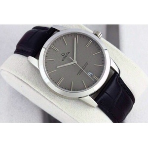 Omega high imitation automatic mechanical watch three-hands check pattern gray surface black surface strap