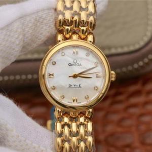 Omega DeVille série de gota d'água senhoras 18k ouro quartzo relógio, romântico, charmoso, generoso e bonito