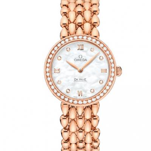 Gota d'água Omega DeVille série 424.55.27.60.55.004 relógio feminino ouro rosa quartzo feminino versão diamante.