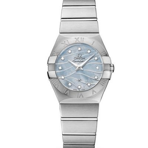 A série Omega Constellation mais forte do mercado 123.10.27.60.57.001 Relógio de quartzo para senhoras, modelo de face azul, alta configuração com Fake and True Nothing.