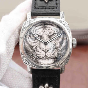 sterling prata Panerai rei das bestas Tigre (leão) único e elegante novo Relógio, caso? Esculpido com 925 prata esterlinas.