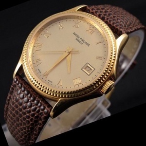 Suíço Patek Philippe relógio luxo ouro 18K ouro totalmente automático de volta mecânica de volta masculino cinta de couro movimento suíço