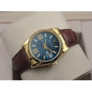 Relógio suíço Rolex Rolex relógio Datejust 18K ouro couro casual moda azul macarrão azul escala masculina relógio Relógio Ouro assistir movimento ETA suíço
