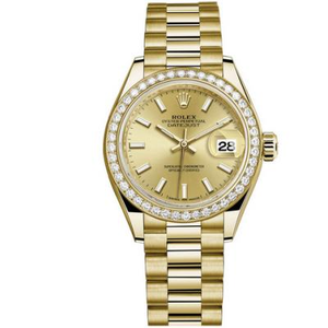 Alta imitação Rolex Datejust série 279138RBR-0014 senhoras relógio mecânico diamante 18k relógio de ouro