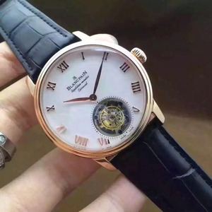 Uma a uma imitação de precisão Blancpain Tourbillon Brasus série cinétulo manual moda simples cinto relógio masculino