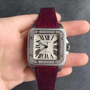 Réplica de fábrica V6 Cartier Santos senhoras anel de diamante relógio de relógio mecânico