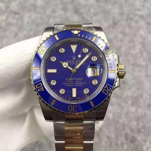 [N Boutique de Fábrica] Rolex SUBMARINER DATE ouro e azul água fantasma diamante-studded relógio de réplica superior