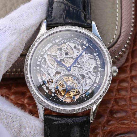LH Jaeger-LeCoultre Master Series Tourbillon Automatic Movement Hollow Diamond Rose Gold Men's Watch  Clique na imagem para fechar