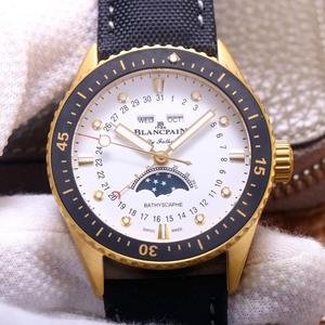 TW Blancpain Fifty Hunts Series 5054 Gold Blue Moon Phase Mechanical Men's Watch