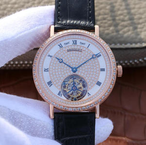 LH Breguet ультратонкий полный алмазный турбийон часы 41x9.5mm ручной механический турбийон движения .