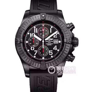 Breitling Мститель серии Black Steel Case Черный Dial Резиновая ремешок Мужчины Закрыть Нижнее механическое часы