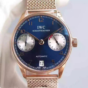 IWC Португальский Семь Ограниченное издание Португальский 7-й цепи V4 Edition Механические Мужские часы Blue Surface