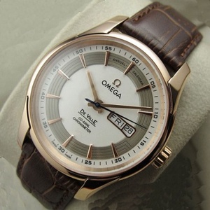A товар OMEGA OMEGA Butterfly серии мужские часы розовое золото 18 карат двойной календарь белый кожаный ремень автоматические механические мужские часы швейцарский механизм 431..