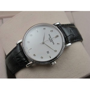 Швейцарские часы Patek Philippe vintage мужские часы с кожаным ремешком с тремя контактами, белая лапша, бриллиантовая шкала, Швейцария ETA28