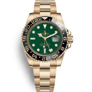 EW Rolex Greenwich Type II Series 116718-LN-78208 Green Disk Watch Full Gold GMT