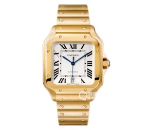 BV Cartier New Santos (Women's Medium) Väska: 316 Material Dial 18K Gold Watch