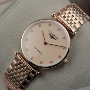 Swiss Longines Garland Series 18K rose gold gold face automatic mechanical men's watch