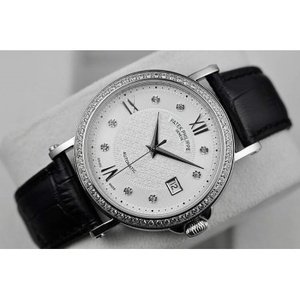 Swiss movement fine imitation Patek Philippe watch diamond-set automatic mechanical men's watch through the bottom